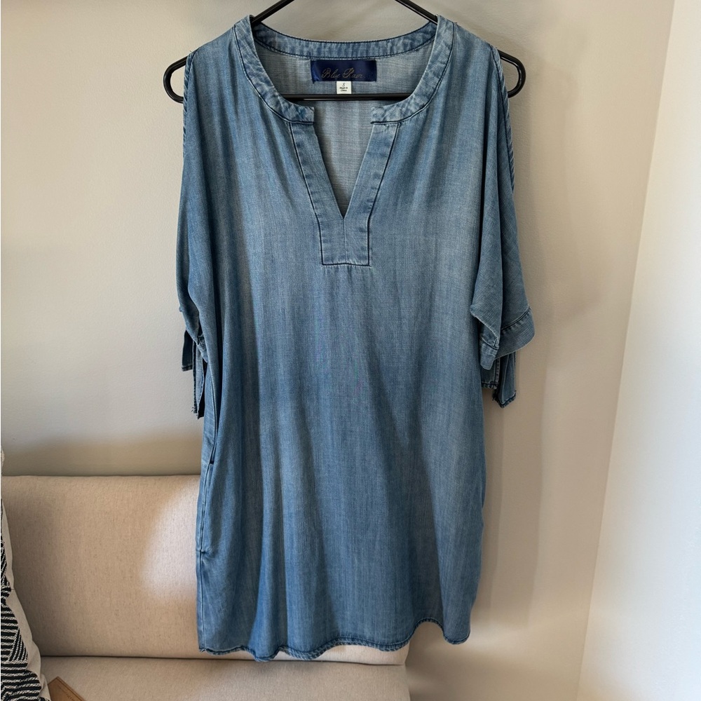 Denim Dress w/split neck and sleeves